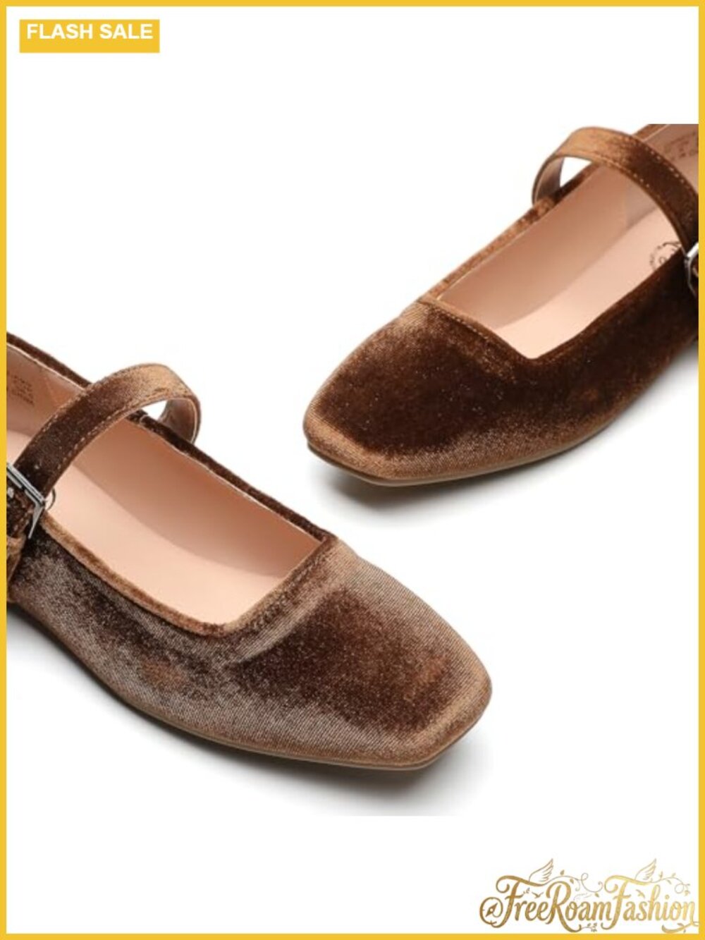 Velvet Mary Jane Ballet Flats Woven Comfort Memory Foam Buckle Strap - Picture 3 of 6